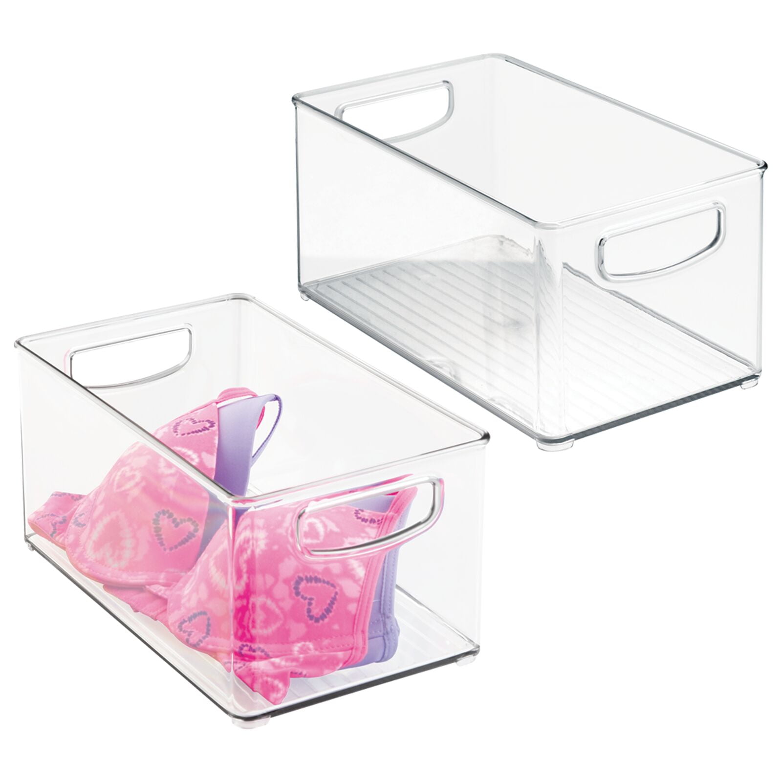 mDesign Plastic Home Closet Storage Organizer Bin with Handles 2 Pack