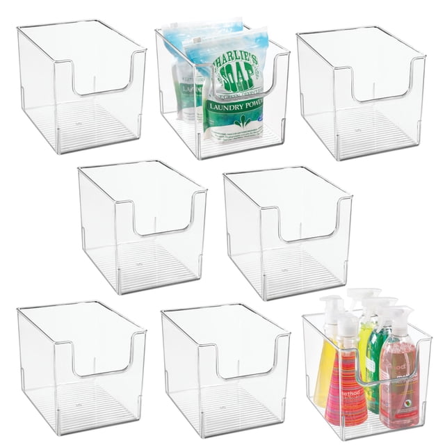 mDesign Plastic Household Storage Organizer Bins with Open Front, 8 ...