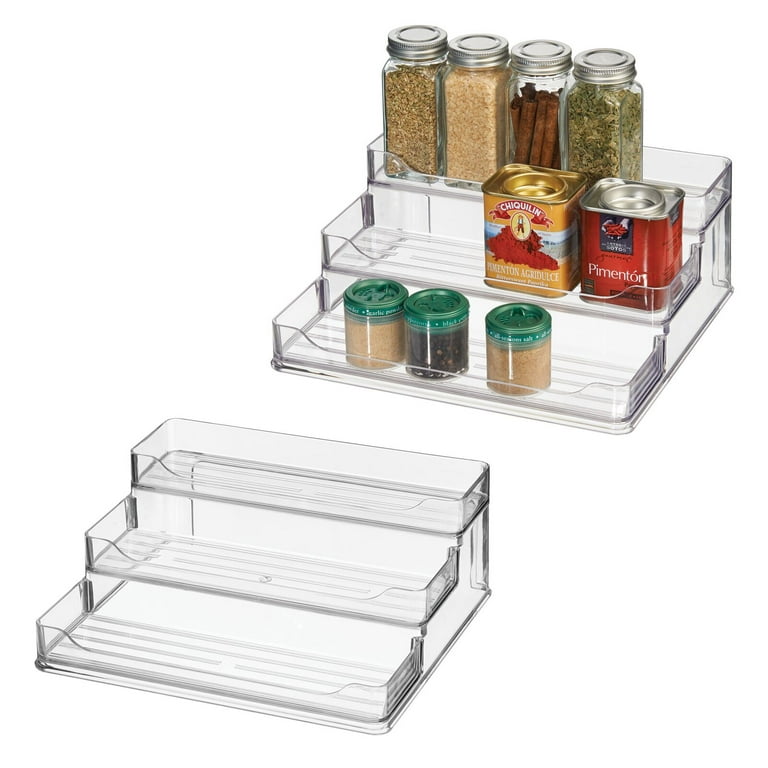 Tiered Spice Rack, Seasoning Organizer, Clear Acrylic Vertical Shelves, Can  Organizer for Countertop, Cabinet, Pantry, Kitchen