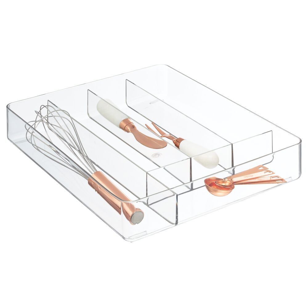 mDesign Plastic Kitchen Drawer Storage Cutlery Tray Clear