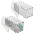 thumbnail image 1 of mDesign Plastic Kitchen Food Storage Bin with Handle, Lid, 2 Pack Clear/Smoke, 1 of 7