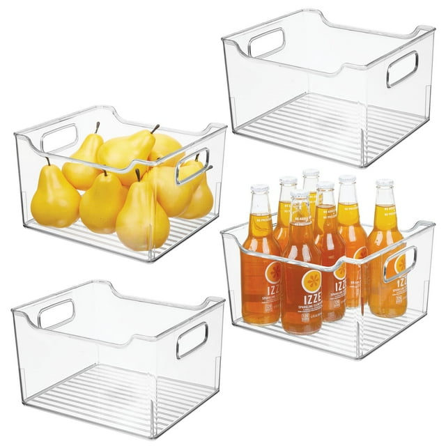 mDesign Plastic Kitchen Storage Bin with Handles 4 Pack Clear