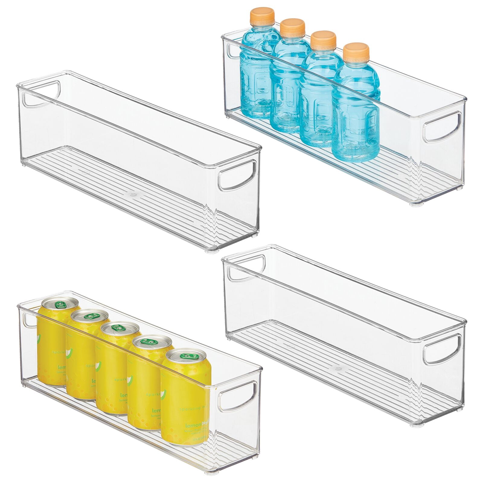 mDesign Plastic Kitchen Pantry Storage Organizer Bin with Handles, 4 ...