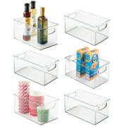 mDesign Plastic Kitchen Pantry Storage Organizer Bin with Handles, 6 Pack, Clear
