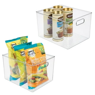 mDesign Plastic Food Storage Bins for Kitchen, Pantry, Handles, Set of 4 - Clear