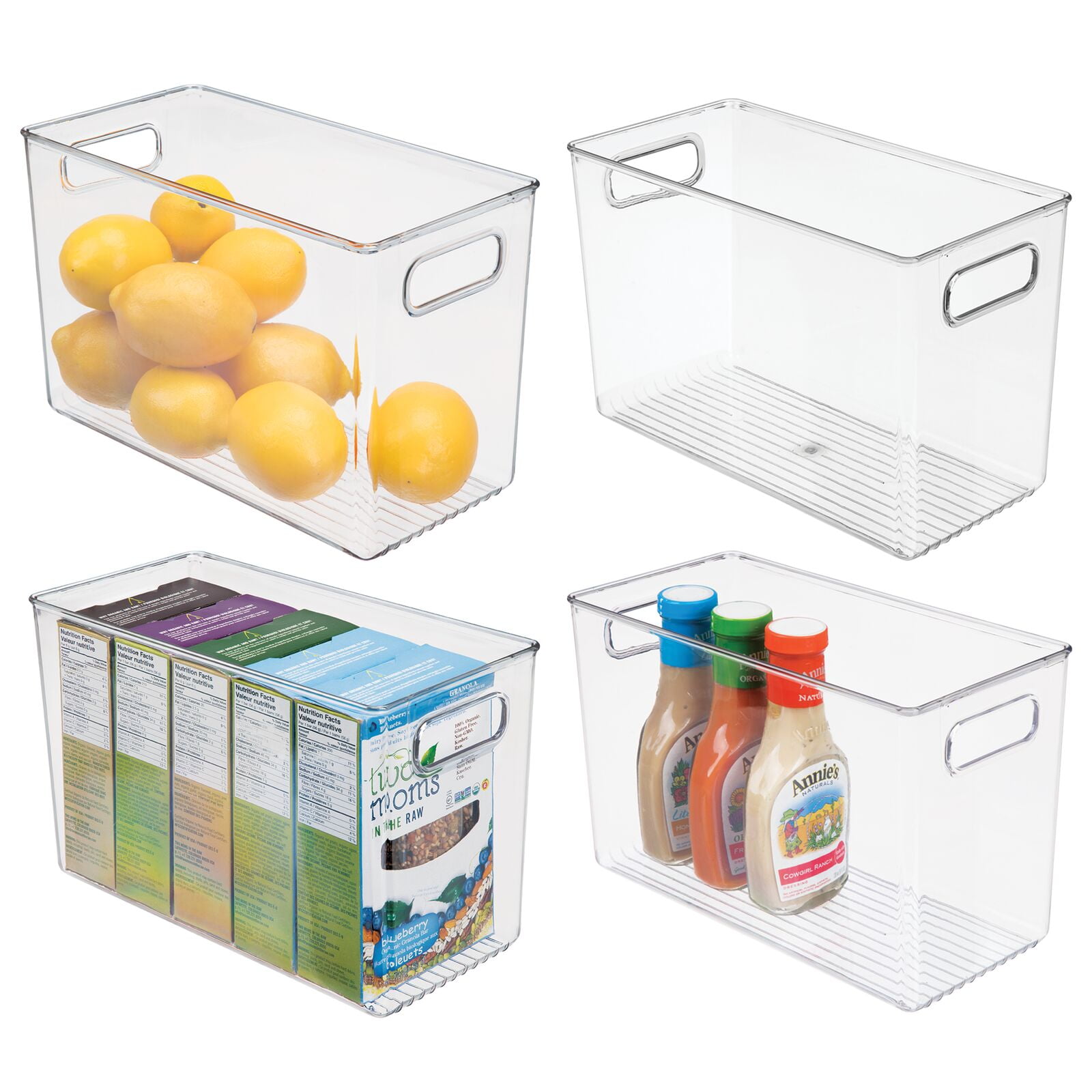 mDesign Plastic Kitchen Pantry Storage Organizer Container Bin 4 Pack Clear