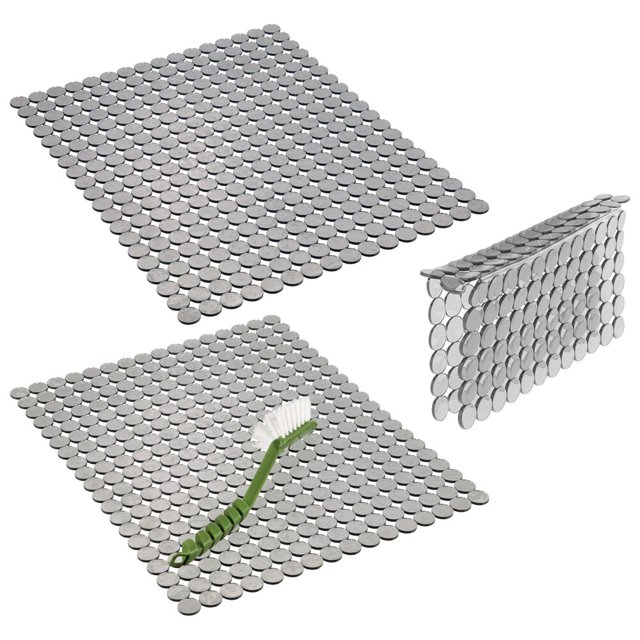 mDesign Plastic Kitchen Sink Protector Set Circle Design Set of 3