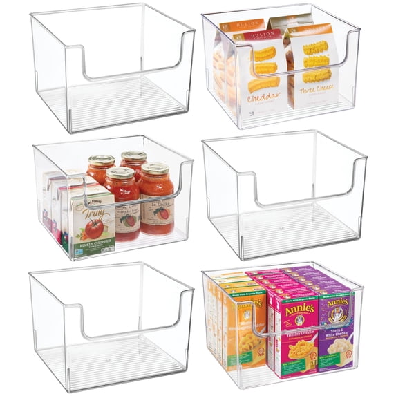 mDesign Plastic Kitchen Storage Organizer Bin with Open Front - 6 Pack ...