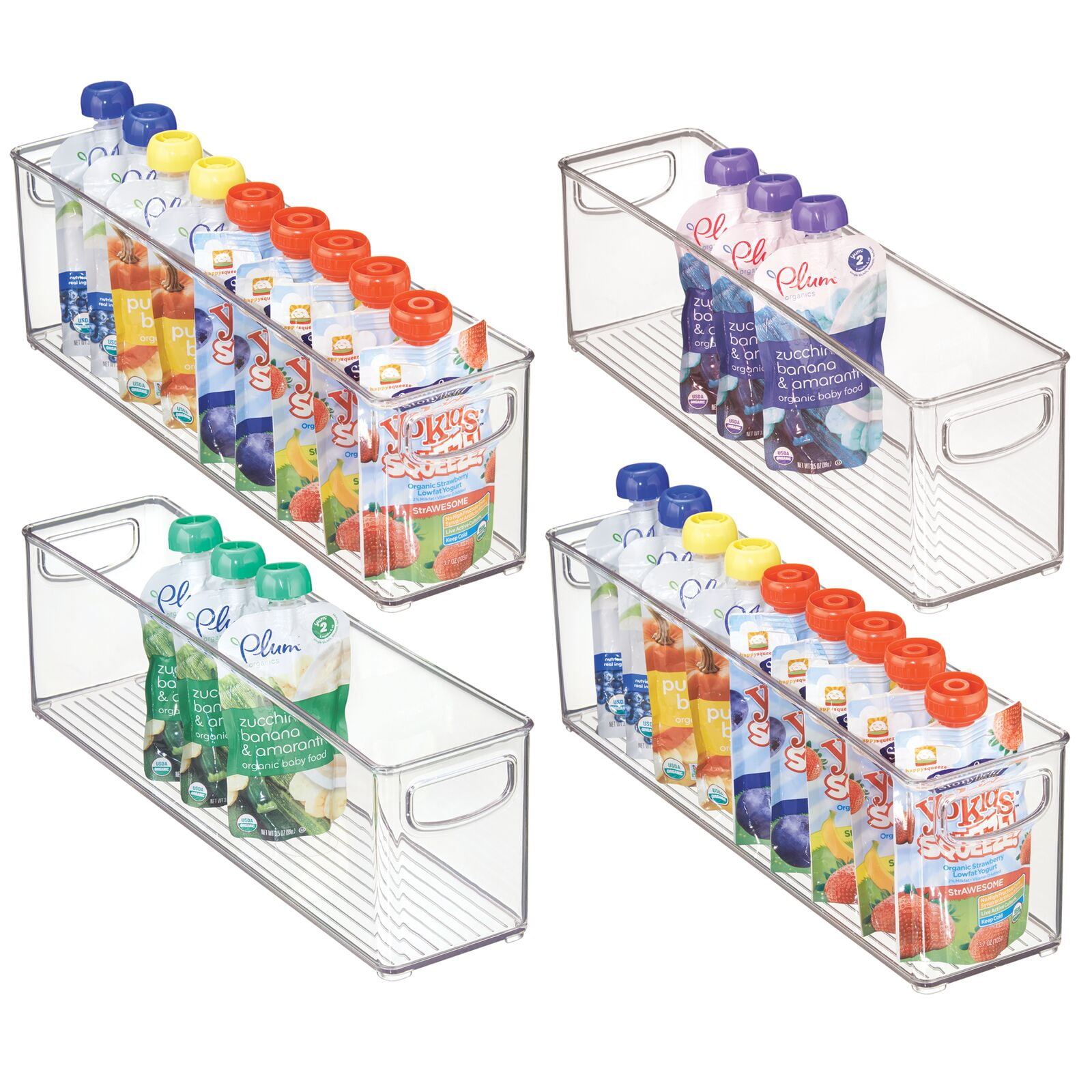 GetUSCart- mDesign Plastic Long Bin Organizer Caddy Container w/Handles for  Nursery, Kitchen, Pantry, Bathroom, Cabinet Storage Organization - Holds  Snacks, Bottles, Baby Food Jar, Diaper - 16 Long - Clear
