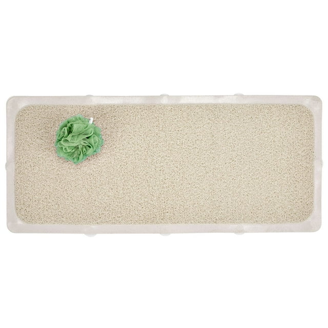 mDesign Plastic Loofah Cushioned Suction Bath Mat for Shower or Tub