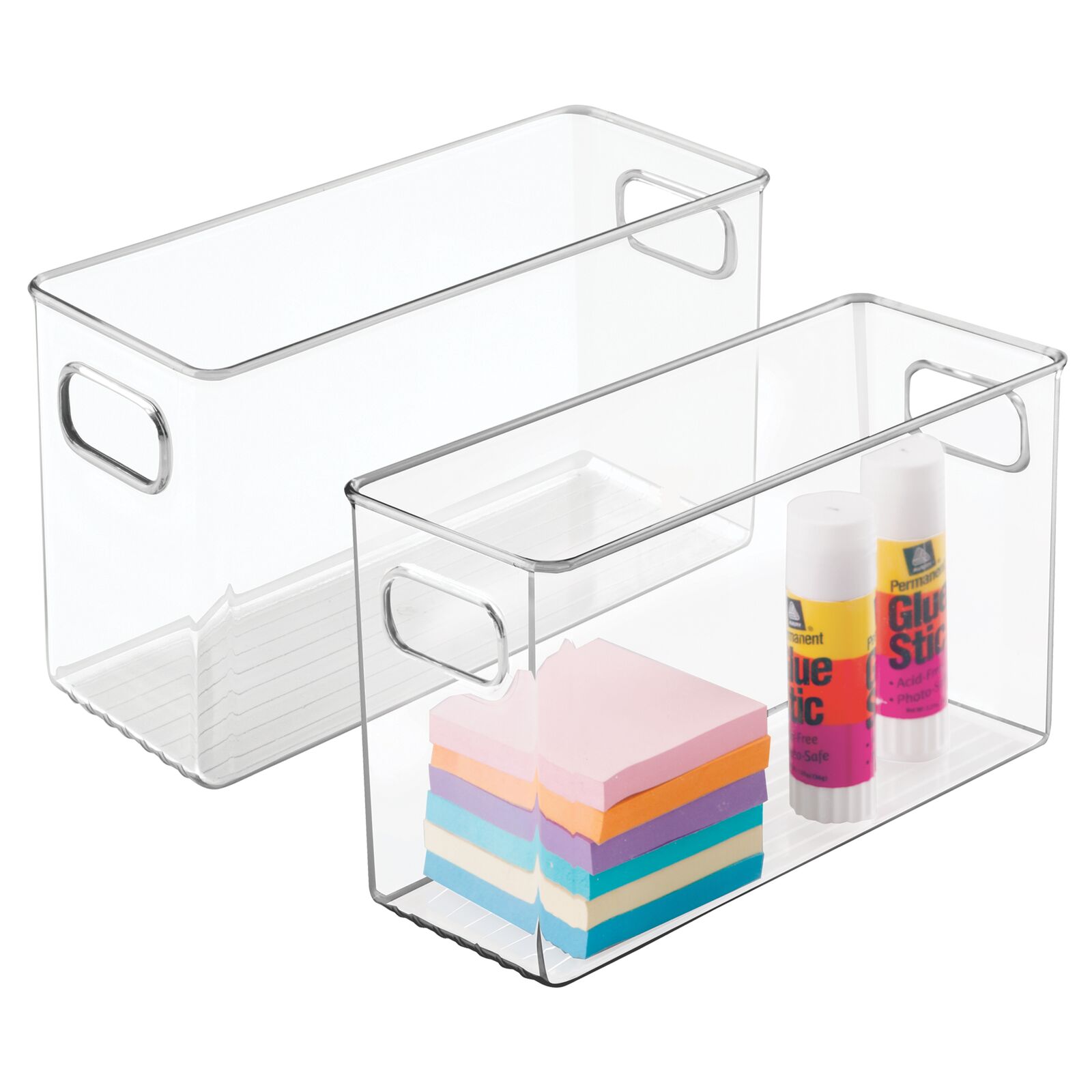 mDesign Plastic Office Supply Organizer Storage Bins w/ Handles 2