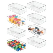 mDesign Plastic Playroom/Gaming Storage Organizer Box, Hinge Lid, 8 Pack, Clear