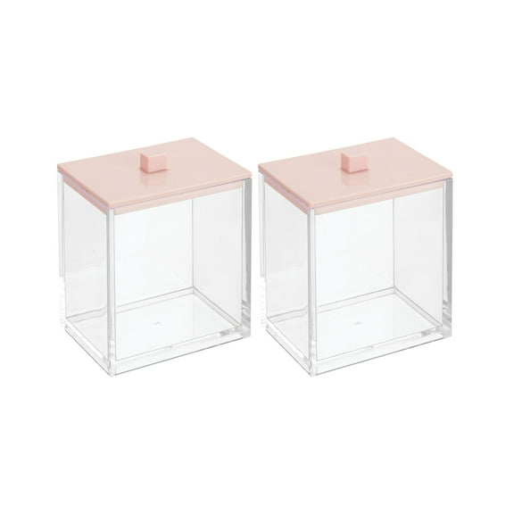 mDesign Square Storage Apothecary Jar for Bathroom, 2 Pack