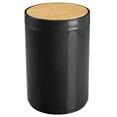 thumbnail image 1 of mDesign Plastic Round Trash Can Small with Swing-Close Lid - Black/Natural, 1 of 6