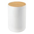 thumbnail image 1 of mDesign Plastic Round Trash Can Small with Swing-Close Lid - White/Natural, 1 of 7