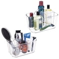 thumbnail image 1 of mDesign Plastic Shower Caddy Storage Organizer Basket with Handle, 2 Pack, Clear, 1 of 9