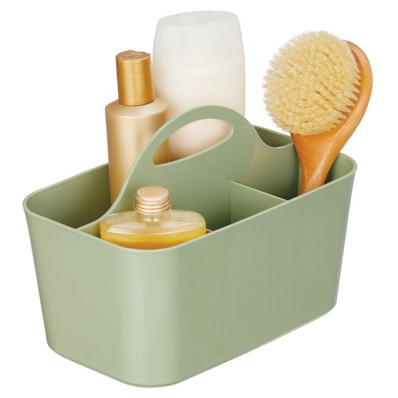 mDesign Plastic Shower Caddy Storage Organizer Basket with Handle - Olive Green