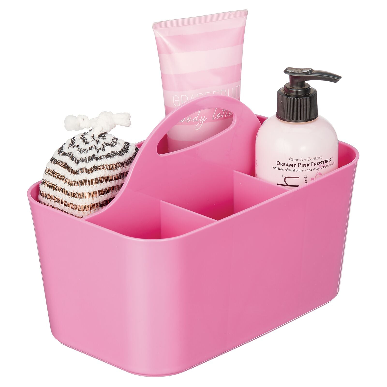 Haundry Plastic Shower Caddy Basket with 3 Compartments, Portable Divided  Cleaning Supply Storage Organizer with Handle (Pink)
