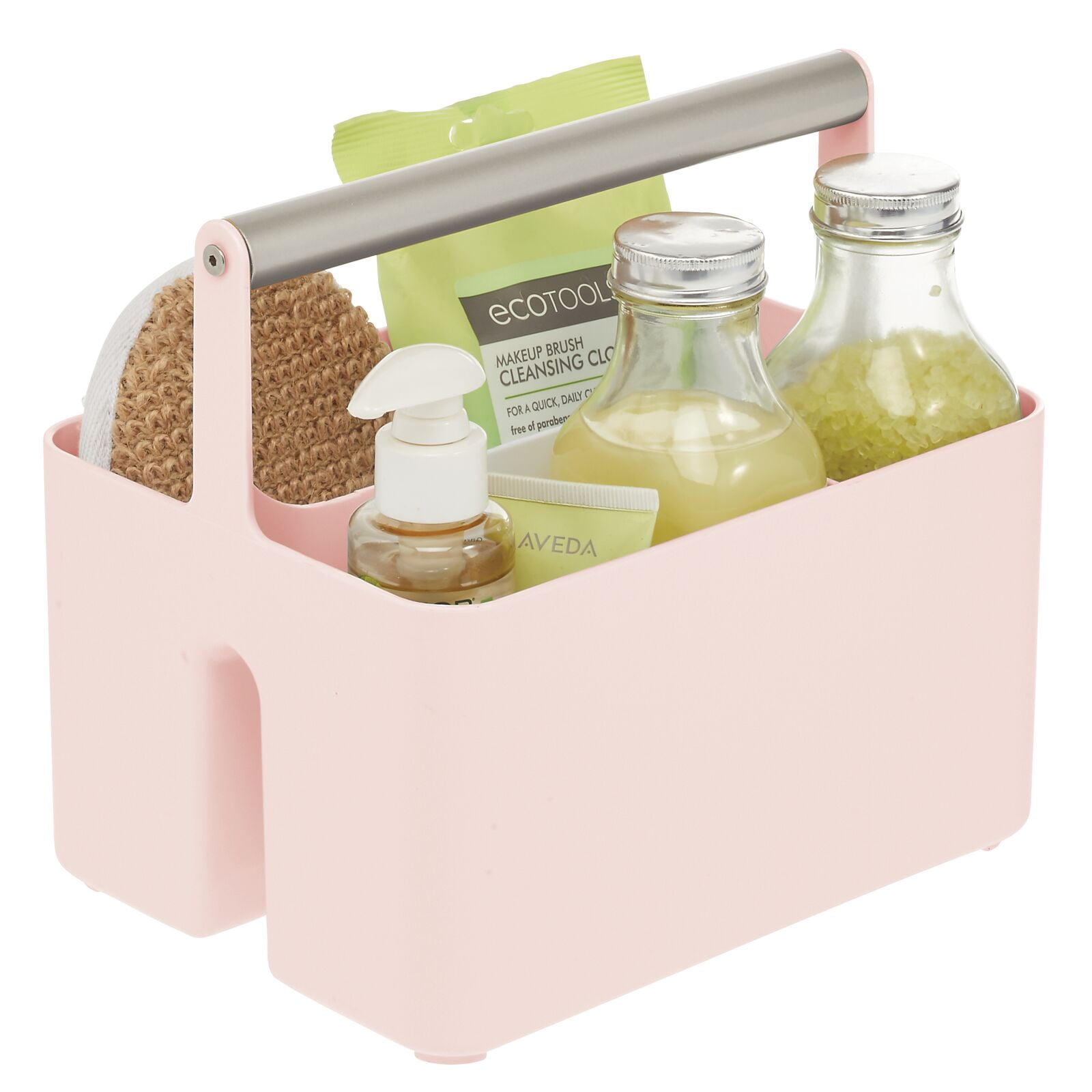 mDesign Plastic Shower Caddy Storage Organizer Utility Tote Light Pink/Satin