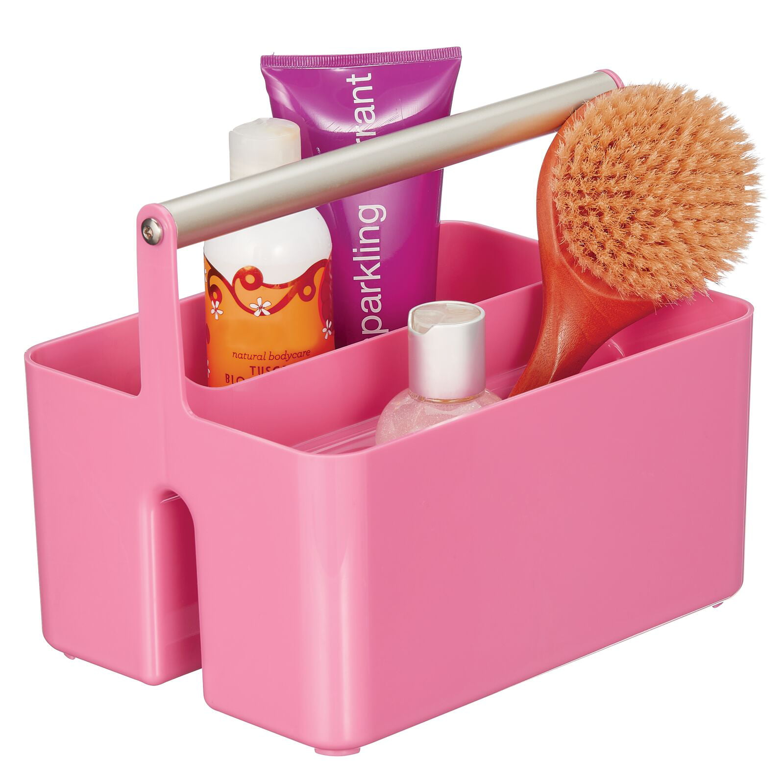 mDesign Plastic Shower Caddy Storage Organizer Utility Tote - Rose Pink/Satin  