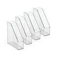 thumbnail image 1 of mDesign Plastic Slim Vertical File Folder Storage Organizer Bin with Handle, Hold Notebooks, Binders, Envelopes, Magazines for Home Office, Work Desktops, Ligne Collection, 4 Pack, Clear Clear Pack of, 1 of 3