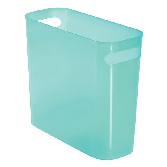 mDesign Plastic Small 1.5 Gal./5.7 Liter Trash Can, Built-In Handles, Dark Aqua
