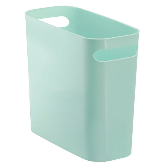 mDesign Plastic Small 1.5 Gal./5.7 Liter Trash Can, Built-In Handles, Mint Green