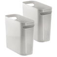 thumbnail image 1 of mDesign Plastic Small 1.5 Gal/5.7 Liter Trash Can, Handles, 2 Pack, Light Gray, 1 of 9