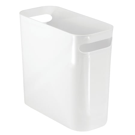 mDesign Plastic Small 1.5 Gal./5.7 Liter Trash Can with Built-In Handles, White