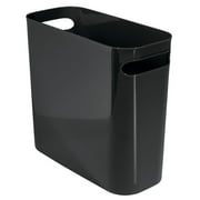 mDesign Plastic Small 1.5 Gallon/5.7 Liter Trash Can - Built-In Handles, Black