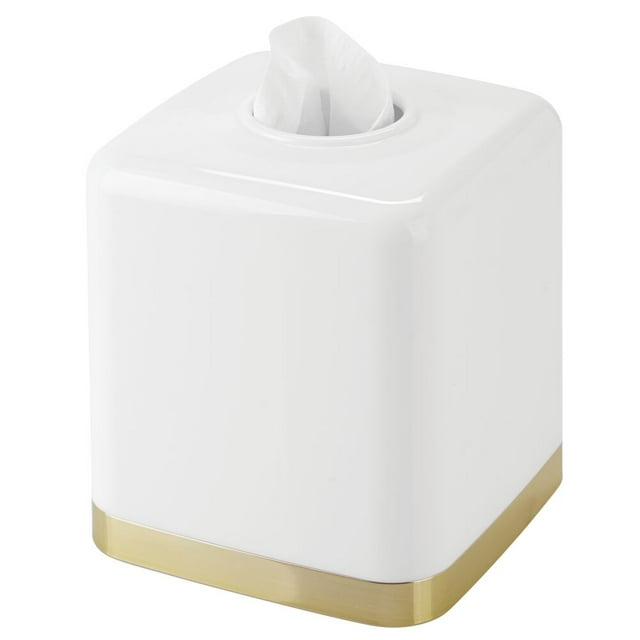mDesign Plastic Square Disposable Facial Tissue Box Cover White/Soft