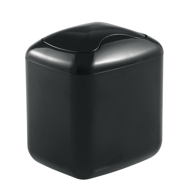 mDesign Plastic Square Mini Bathroom Wastebasket Trash Can Swing Lid