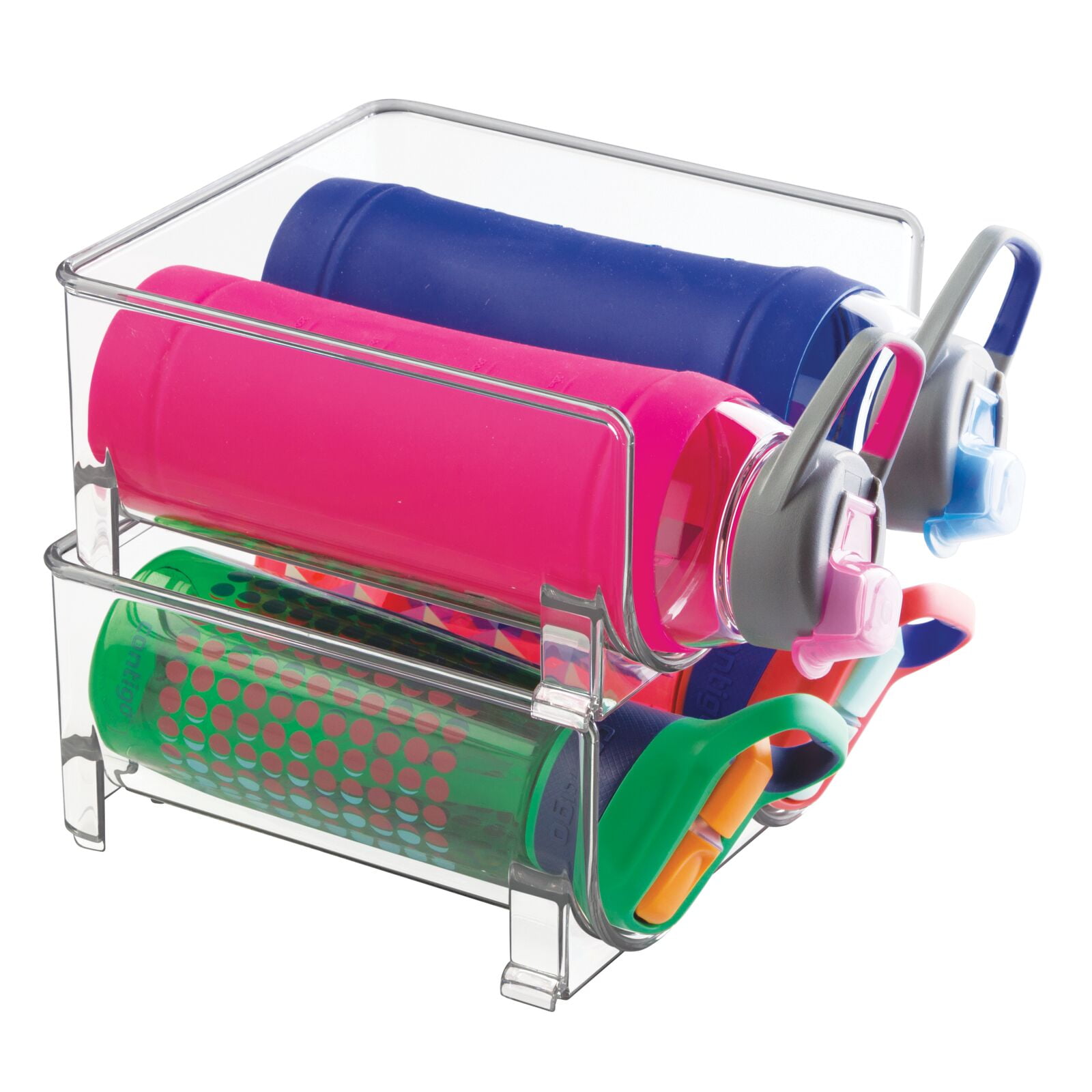 mDesign Plastic Stackable 2 Bottle Water Bottle Storage Organizer Rack ...