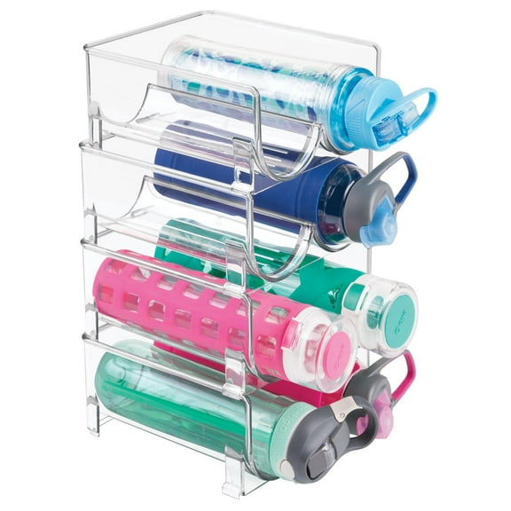 mDesign Plastic Stackable 2 Bottle Water Bottle Storage Organizer Rack - 4 Pack, Clear