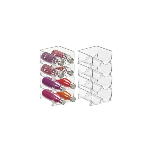 mDesign Plastic Stackable 2 Bottle Water Bottle Storage Organizer Rack - 8 Pack, Clear