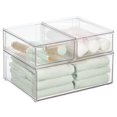 thumbnail image 1 of mDesign Plastic Stackable Bathroom Storage Organizer Drawers, Set of 3, Clear, 1 of 9