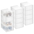 thumbnail image 1 of mDesign Plastic Stackable Closet Shoe Storage Box, Side Opening, 12 Pack, Clear, 1 of 9