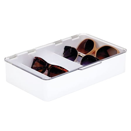 mDesign Plastic Stackable Eyeglass Storage Organizer, 5 Sections - White