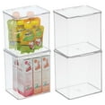 thumbnail image 1 of mDesign Plastic Stackable Food Storage Container Box with Hinged Lid - for Kitchen, Pantry, Cabinet, Fridge/Freezer - Deep Organizer Box for Snacks, Produce, Pasta - 4 Pack - Clear, 1 of 9
