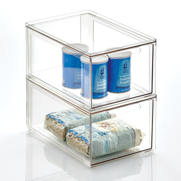 mDesign Plastic Bathroom Beauty Storage Bin with Handles, Clear, 2 Pack - 6  x 16 x 5