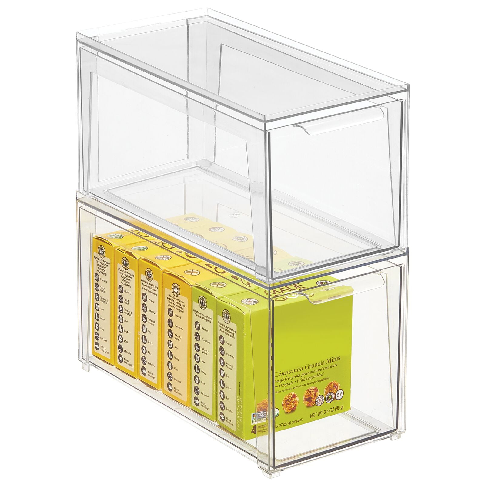 Mdesign Plastic Stackable Kitchen Storage Organizer With Drawer 2