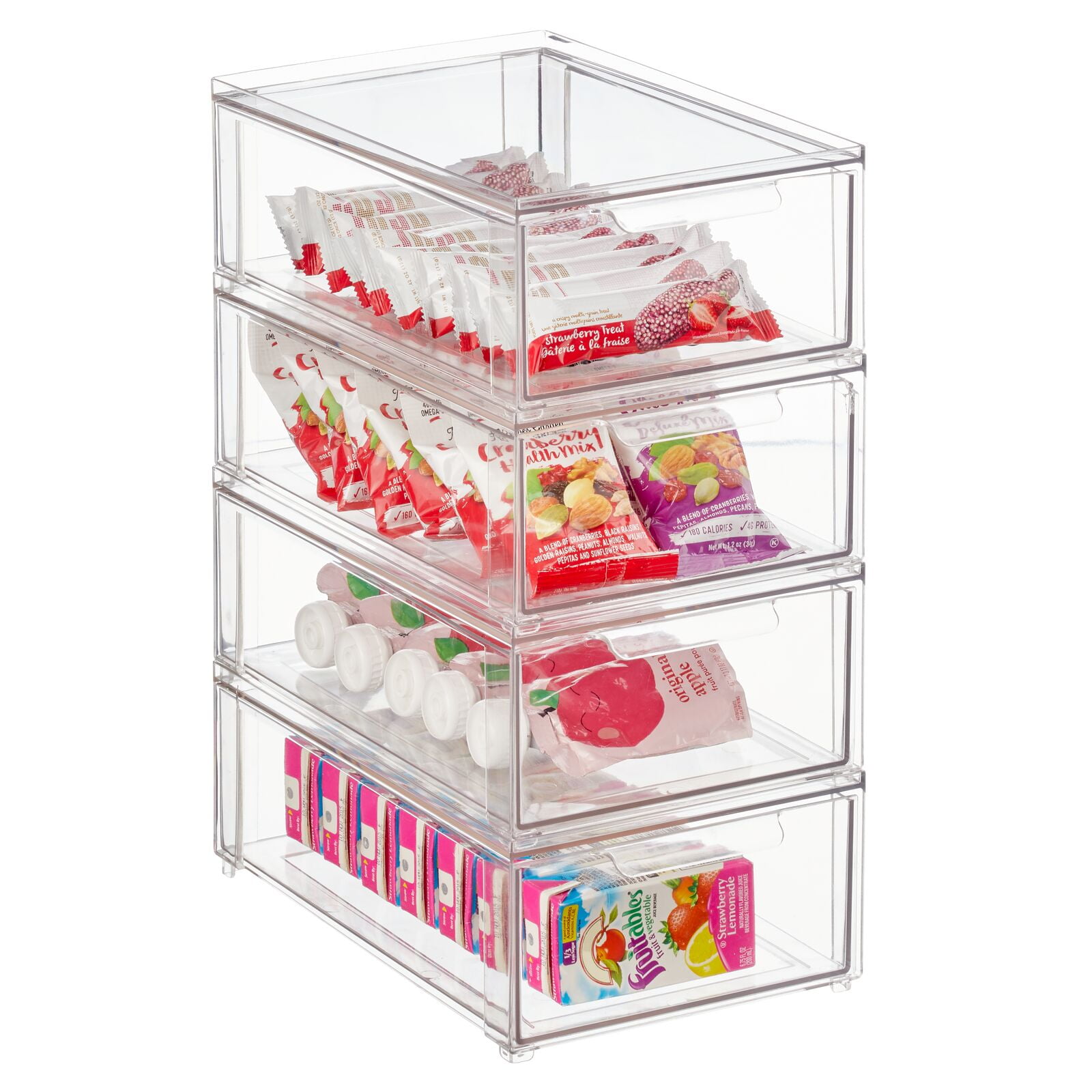 MDesign Plastic 4-Section Divided Kitchen or Pantry Organizer Bin, Pack