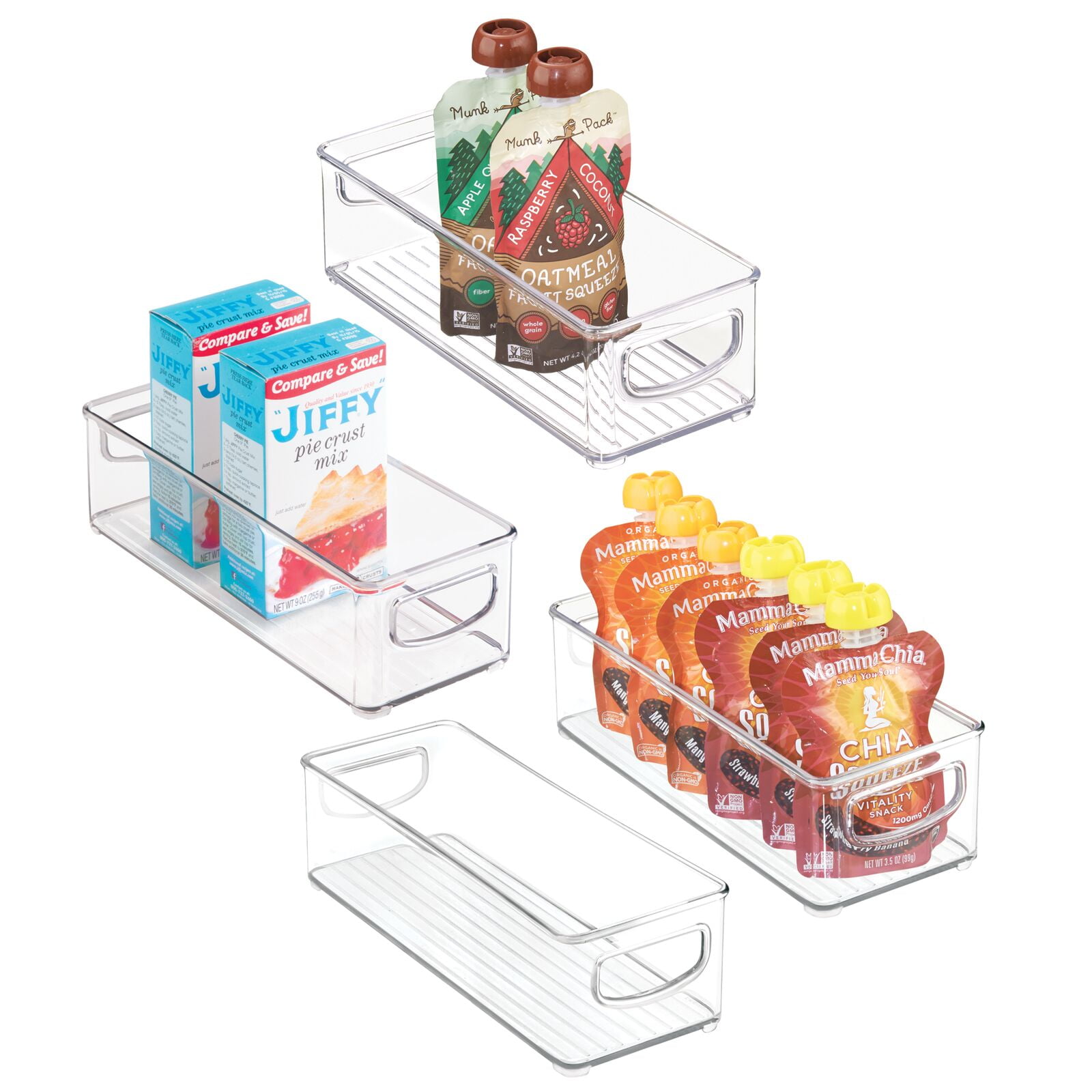 mDesign Tall Plastic Kitchen Food Storage Organizer Bin with Handles - Clear