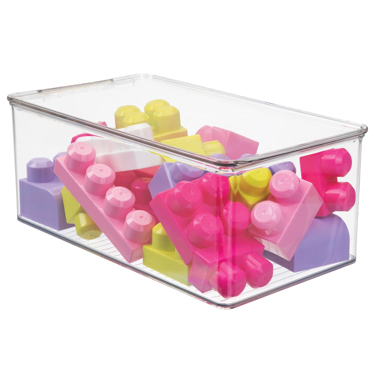 mDesign Plastic Stackable Storage Bin Box with Lid, 4 Pack - 12.75 x 7.25 x  7, Clear