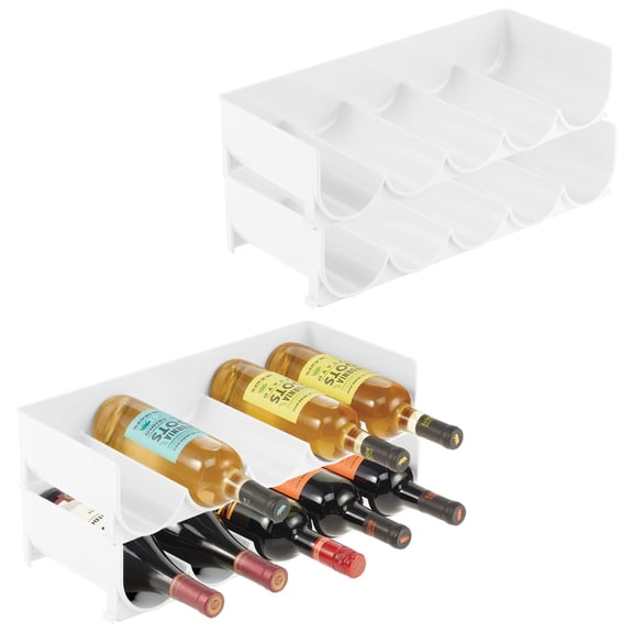 mDesign Plastic Stackable Water, Wine Bottle Holder Rack - 4 Pack - White