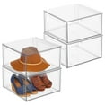 thumbnail image 1 of mDesign Plastic Stacking Closet Storage Organizer Bin with Drawer, 4 Pack, Clear, 1 of 8