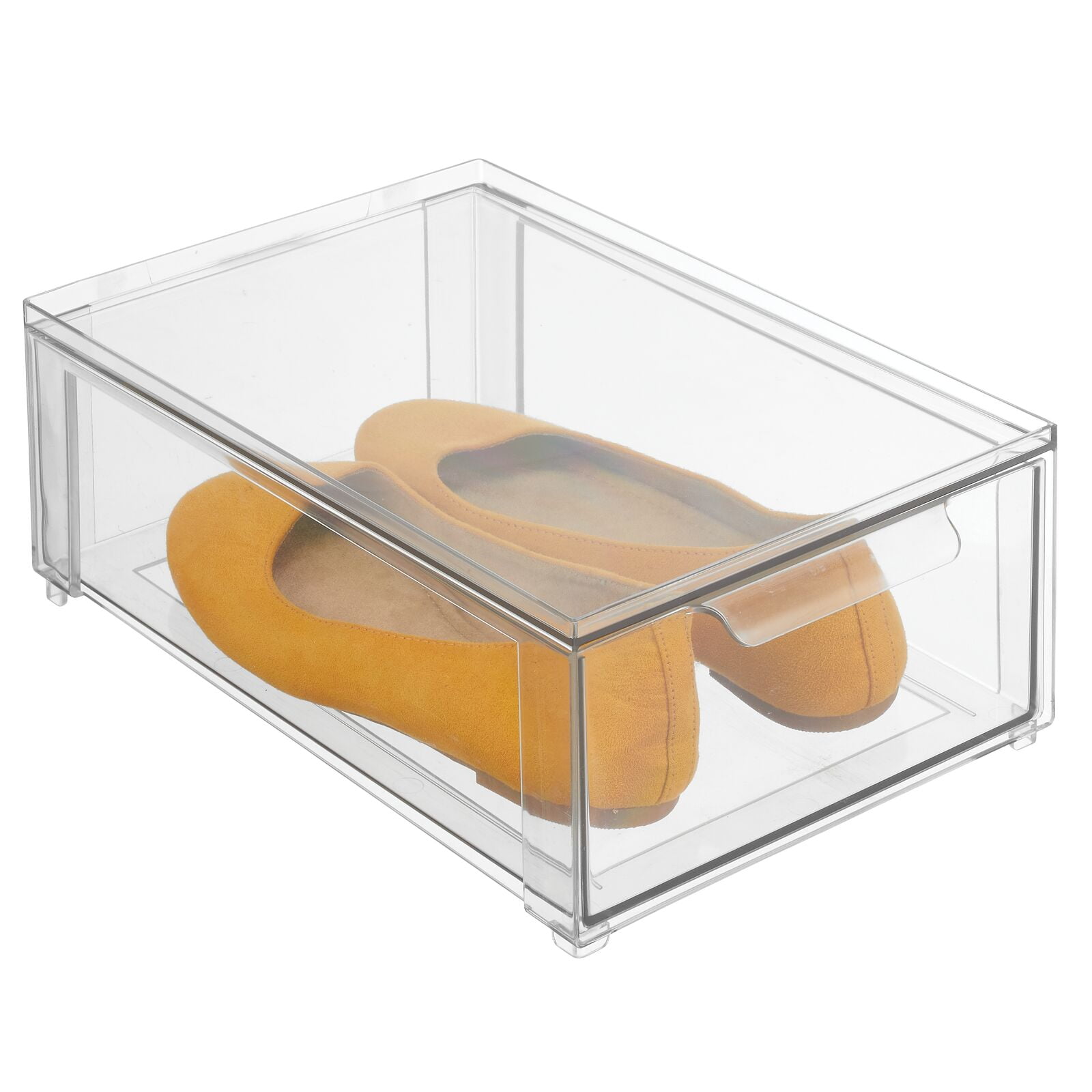 mDesign Clarity Plastic Stacking Closet Storage Organizer Bin with Drawer,  Clear - 12 x 16 x 6, 4 Pack