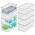 thumbnail image 1 of mDesign Plastic Storage Bin Box Container, Lid and Handles, 8 Pack, Clear/Clear, 1 of 9