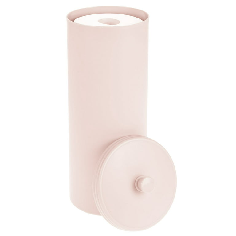 mDesign Plastic Toilet Paper 3-Roll Storage Organizer with Cover - Light  Pink