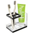 thumbnail image 1 of mDesign Plastic Toothbrush, Toothpaste Storage Organizer Holder - Clear/Black, 1 of 6